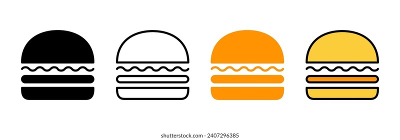 Burger icon set vector. burger sign and symbol. hamburger