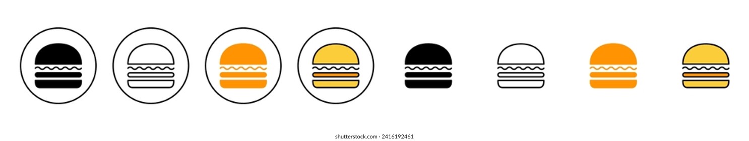 Burger icon set vector. burger sign and symbol. hamburger