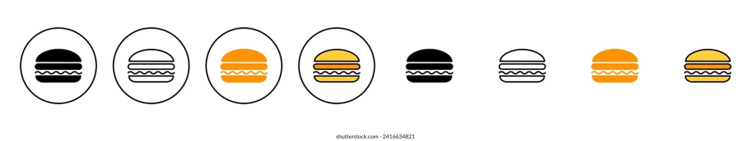 Burger Symbol-Set-Vektorgrafik. Hamburger-Zeichen und -Symbol. Hamburger