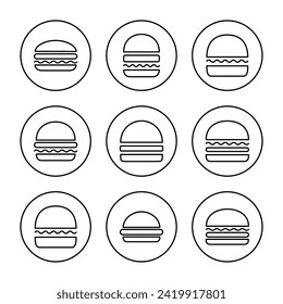 Burger icon set vector. burger sign and symbol. hamburger