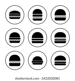 Burger icon set vector. burger sign and symbol. hamburger