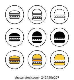 Burger icon set vector. burger sign and symbol. hamburger