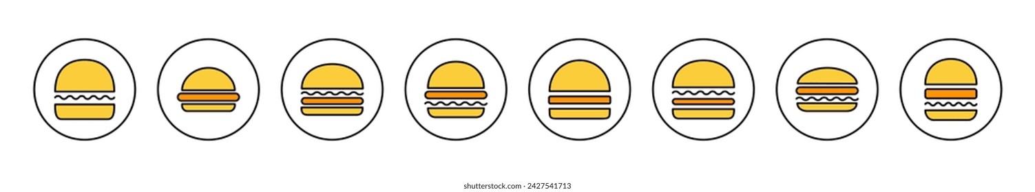 Burger icon set vector. burger sign and symbol. hamburger