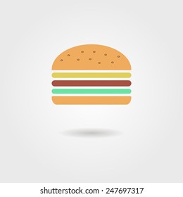 burger icon with shadow. isolated on stylish background. modern vector illustration
