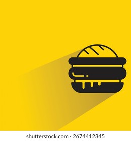 Icono de hamburguesa con sombra sobre fondo amarillo
