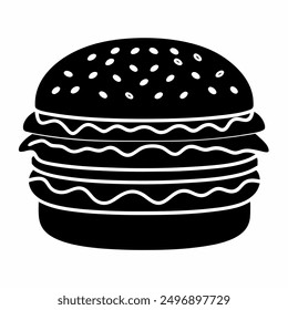 Burger icon silhouette t-shirt logo design and icon