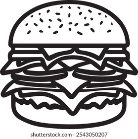 Una ilustración de Arte vectorial de silueta de icono de hamburguesa