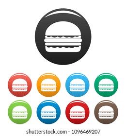 Burger icon. Simple illustration of burger vector icons set color isolated on white