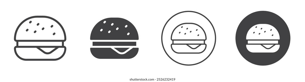 Icono de hamburguesa Logotipo de Vector de contorno simple