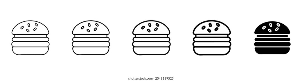Icono de hamburguesa Conjunto de logotipo de línea delgada simple