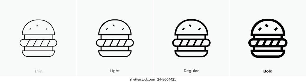 burger icon. Thin, Light Regular And Bold style design isolated on white background