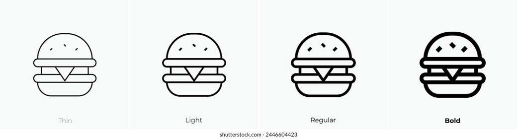 burger icon. Thin, Light Regular And Bold style design isolated on white background