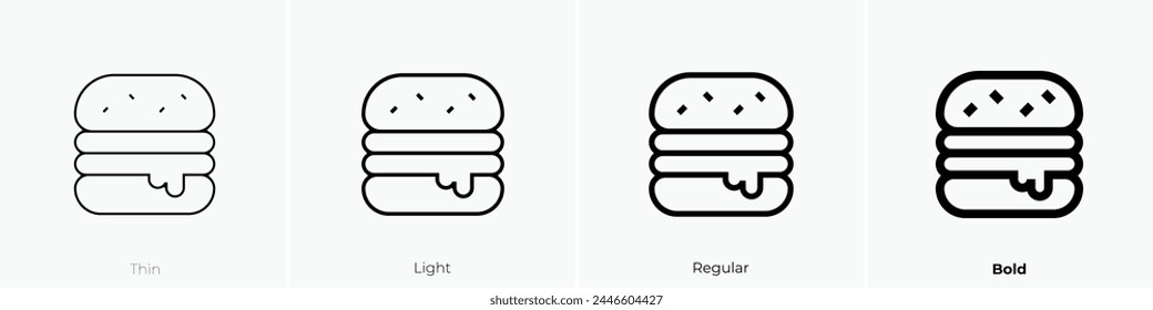 burger icon. Thin, Light Regular And Bold style design isolated on white background