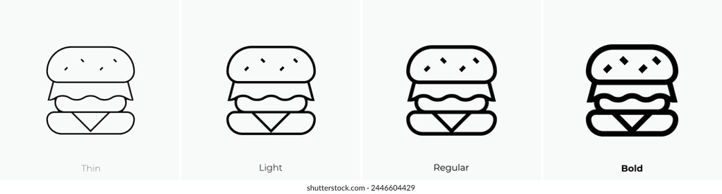 burger icon. Thin, Light Regular And Bold style design isolated on white background