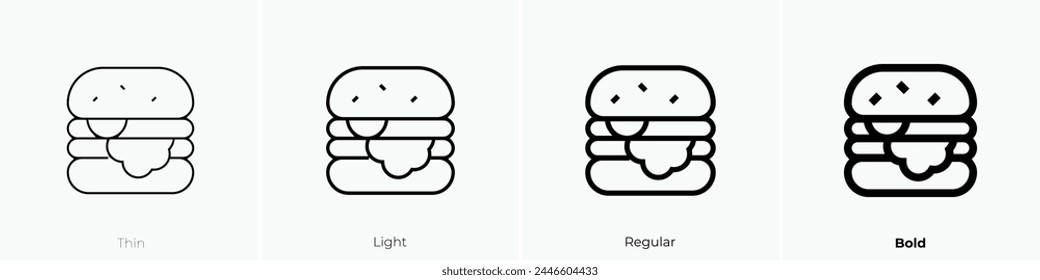 burger icon. Thin, Light Regular And Bold style design isolated on white background