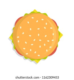 Burger icon top view . Stock flat vector illustration.