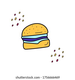 Burger icon. Unusual bright colors. Street food.Vector illustration