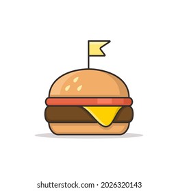 Burger icon vector color sign, Fast food symbol, retro style isolated illustration.