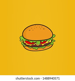 Burger Icon Vector Design light Yellow Background