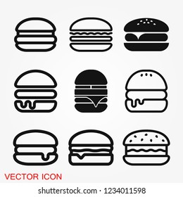 Burger icon vector of fast food set for UI and UX, website or mobile application
