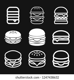 Burger icon vector of fast food set for UI and UX, website or mobile application