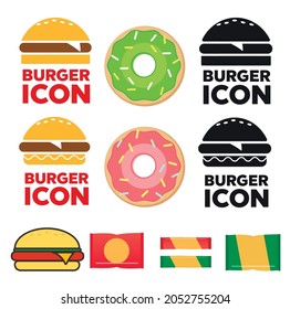 Burger icon vector. Fast food vector illustration