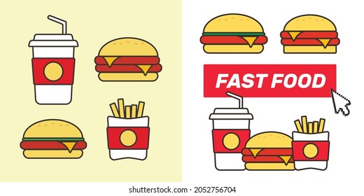 Burger icon vector. Fast food vector illustration