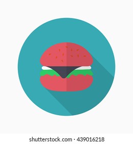 Burger icon, Vector flat long shadow design. EPS10