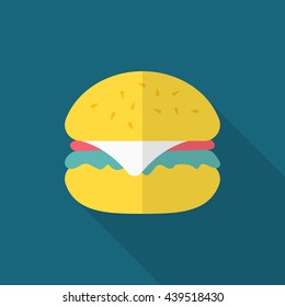 Burger icon, Vector flat long shadow design. EPS10