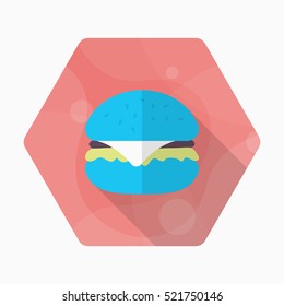 Burger icon, Vector flat long shadow design. EPS10