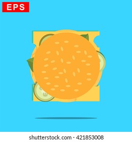 burger icon, vector hamburger  icon, isolated fast food symbol
