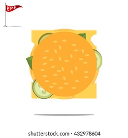 burger icon, vector hamburger  icon, isolated fast food symbol