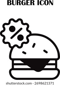 Ilustración vectorial de icono de hamburguesa: símbolo de comida rápida para restaurante, menú, entrega y diseño de App
