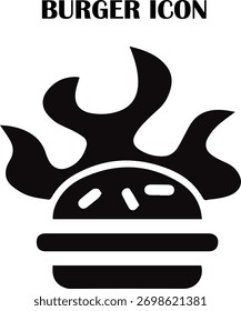 Burger icon vector illustration – fast food symbol for restaurant, menu, delivery, and app design