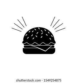 Burger Icon Vector Illustration, flat logo design 