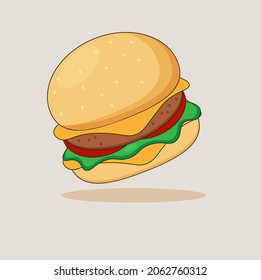 Icono de hamburguesa. Icono plano vectorial jugosa hamburguesa deliciosa