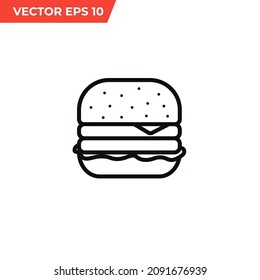 Burger Icon Vector Illustration. Hamburger Icon.