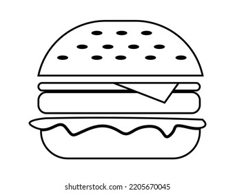 Burger Icon Vector Illustration Logo Template, cheeseburger isolated on white background. Vector illustration, clipart burger symbol