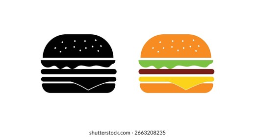 Burger Icon Vetor Illustration Logo Template. Sinal e símbolo de hambúrguer.