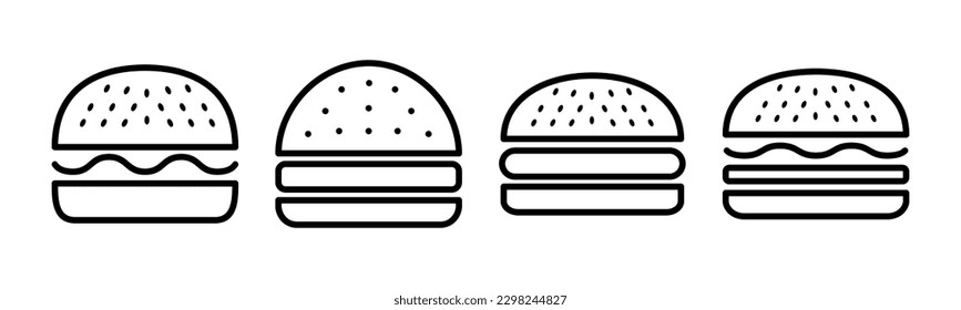 Ilustración vectorial de icono de hamburguesa. símbolo y signo de hamburguesa. hamburguesa