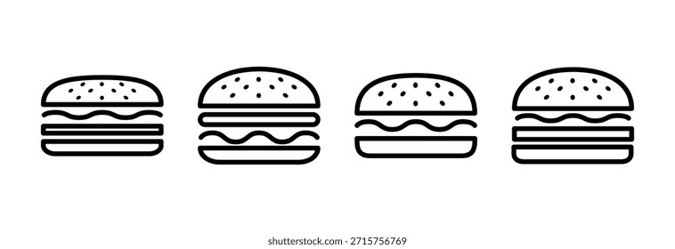 Icono de hamburguesa Ilustración vectorial. signo de hamburguesa y símbolo. hamburguesa