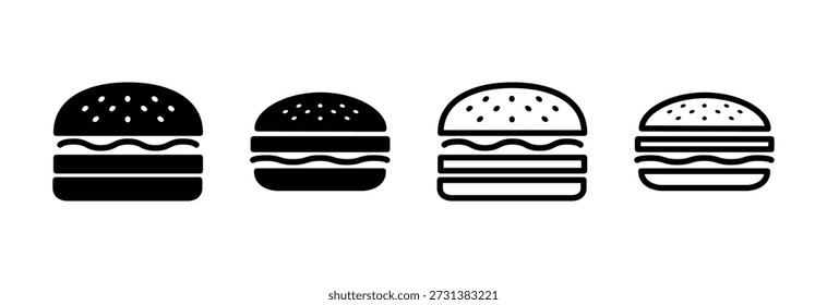 Ilustração vetorial do ícone do hambúrguer. sinal e símbolo do hambúrguer. hambúrguer