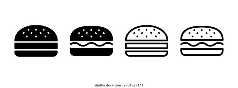 Icono de hamburguesa Ilustración vectorial. símbolo de hamburguesa. hamburguesa