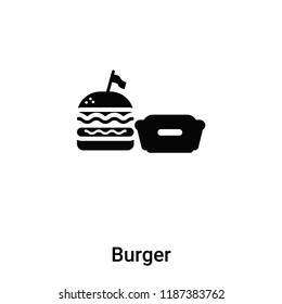 Burger icon vector isolated on white background, logo concept of Burger sign on transparent background, filled black symbol
