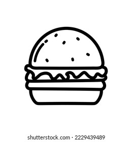 Burger icon vector isolated on white background, Burger transparent sign , thin symbols or lined elements in outline style