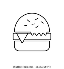 burger icon, vector line isolated on white background. trendy and modern design