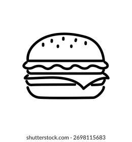 Icono de hamburguesa, Vector de estilo de línea