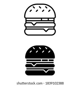 Burger icon vector set. fast food illustration sign collection. food symbol.