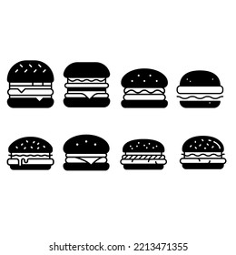 Burger icon vector set. fast food illustration sign collection. food symbol.