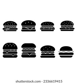 Burger icon vector set. fast food illustration sign collection. food symbol.